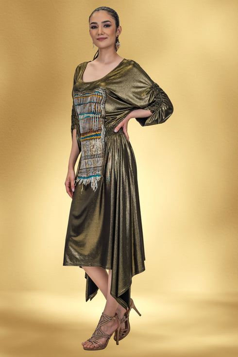 Rochie jerse cu garnitura lucrata manual CTN-79